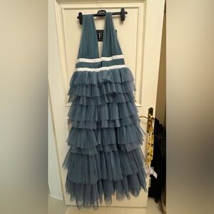 Elegant Blue Tiered Maxi Dress